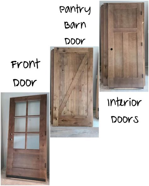 European Farmhouse Interior Doors, Country Doors Interior, Interior Doors Styles Farmhouse, European Farmhouse Front Door, Knotty Alder Interior Doors And Trim, Stained Pine Doors Interior, Interior Doors Farmhouse Style, Knotty Alder Doors With White Trim, Knotty Alder Trim And Doors