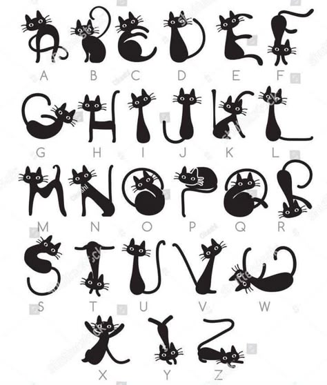 Cat Alphabet, Cute Fonts Alphabet, Cool Font, Lettering Styles Alphabet, Alfabet Letters, Hand Lettering Art, Hand Lettering Alphabet, Hand Lettering Tutorial, Tattoo Feminina