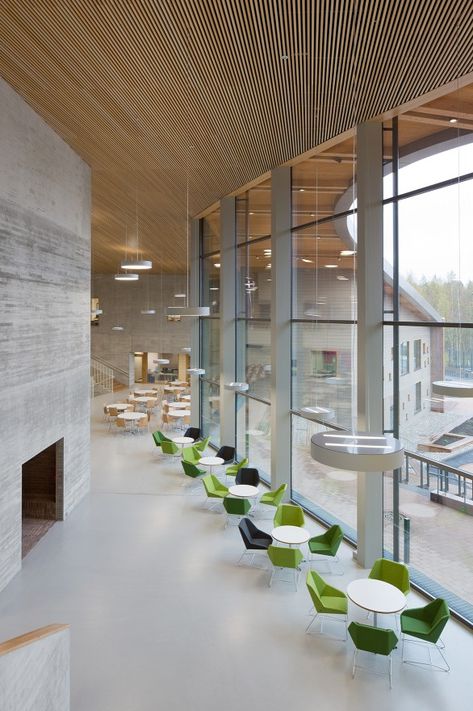 Saunalahti School – Verstas Architects Hall Architecture, School Interior, Lobby Design, Education Architecture, Education Design, School Building, Learning Spaces, School Architecture, Best Interior Design