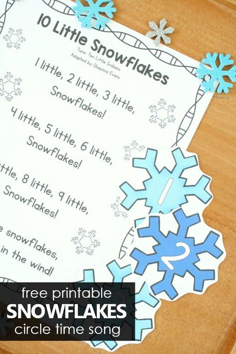 Winter Songs For Preschool, Snowflake Song, Preschool Circle Time Songs, Learning To Count, Circle Time Songs, Kindergarten Songs, Classroom Songs, Winter Activities Preschool, Songs For Toddlers