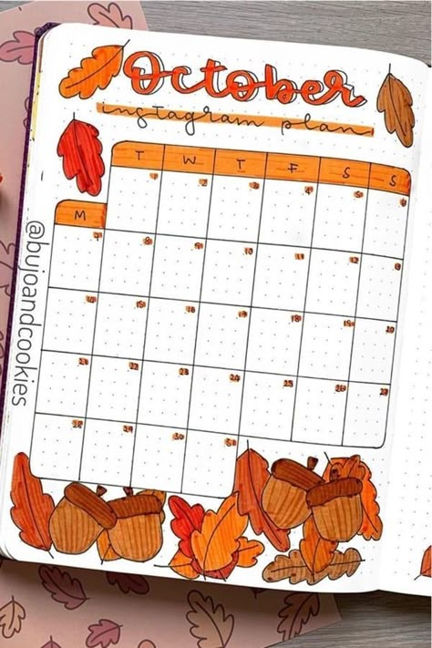 Orange Bullet Journal Theme, Orange Journal Ideas, Orange Journal, October Bullet Journal, Orange Notes, Bullet Journal October, Creating A Bullet Journal, Bullet Journal Ideas Templates, Bullet Journal Mood Tracker Ideas