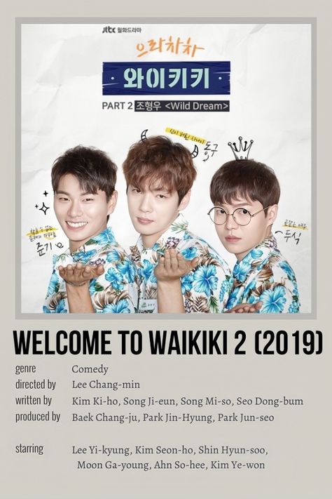 Welcome To Waikiki Poster, Welcome To Waikiki, Kim Ye Won, Korean Drama Series, Chang Min, Cute Poster, Drama Series, Minimalist Poster, K Dramas