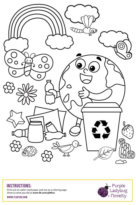 FREE Earth Day Coloring Page by Purple Ladybug Novelty  Practice your kid's coloring skills and teach them how to take care of the environment by our FREE Earth Day coloring page! Earth Coloring Pages, Earth Day Coloring Pages, Earth Day Projects, Earth Day Crafts, Earth Day Activities, Coloring Pages Printable, Page Ideas, Art Drawings For Kids, Save Earth