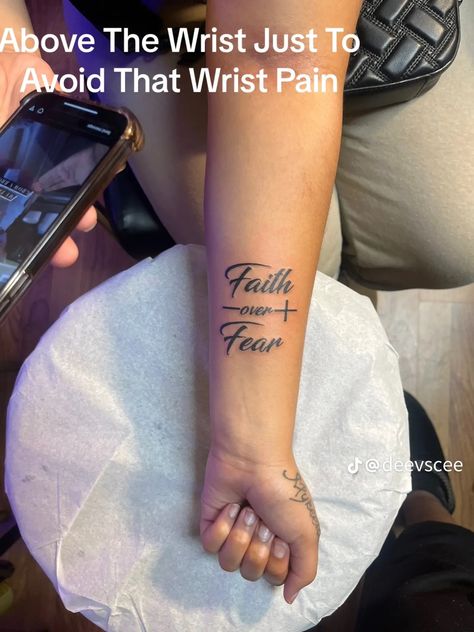 Godly Tattoos For Women Half Sleeves, Blessed Leg Tattoo, Faith Arm Tattoos For Women, Unique Tattoos For Lost Loved Ones, God Is Within Her She Will Not Fail Tat Arm, Meaningful Arm Tattoos For Women Forearm, Christian Tattoos Black Women, Faith Over Fear Tattoos, Faith Over Fear Tattoo For Women