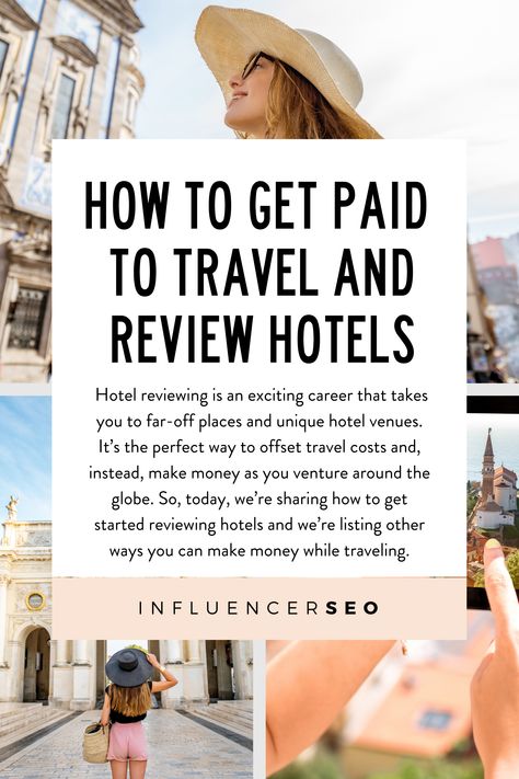 Ready to turn your travel dreams into reality? With hotel reviewing, you can explore the world AND get paid for it! As a hotel reviewer, you'll stay in various hotels and write detailed reports about your experience. Whether you work directly with the hotel or start your own travel blog, there are plenty of ways to earn money while doing what you love. Learn more about hotel reviewing and other lucrative ways to make money while traveling in our post! How To Become A Travel Agent From Home, How To Work Remotely And Travel, How To Become A Travel Influencer, Best Travel Agency To Work For, Travel And Tourism Jobs, Travel Consultant Business, Make Money While Traveling, Travel Blog Post Ideas, Hotel Jobs