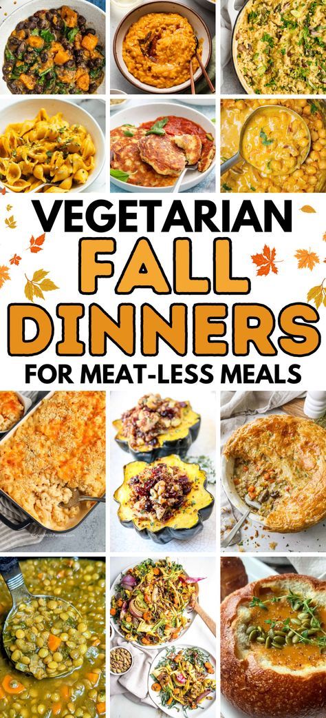 Vegetarian Fall Recipes – As the weather cools down, it’s time for some cozy, hearty and warming meals. These delicious vegetarian fall recipes are the perfect solution for creating mouth-watering yet comforting meals. Vegetarian dinner recipes, vegetarian dinner, meatless meals, vegetarian dinner ideas, vegan dinner, vegan fall dinner, vegetarian fall recipes, healthy vegetarian dinner, easy vegetarian dinner recipes, crockpot vegetarian dinner, vegetarian soup, fall soup recipes, comfort food. Easy Fall Vegetarian Dinners, What To Make With Veggies, Fall Dishes Vegetarian, Best Vegetarian Fall Recipes, Cozy Fall Dinner Recipes Healthy, Awesome Vegetarian Recipes, Fall Recipe Vegetarian, Autumn Vegetarian Dinner, Fall Veggie Meals