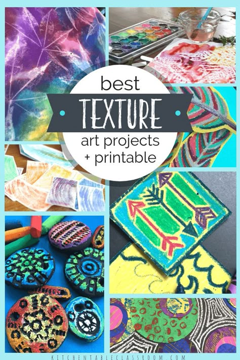 . Implied Texture, Elements Of Art Texture, Texture Art Projects, Texture In Art, 7 Elements Of Art, Types Of Texture, 6th Grade Art, Elements And Principles, Art Class Ideas