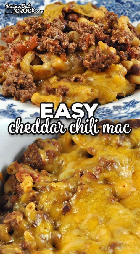 If you are looking for a delicious recipe that can be prepared in around a half hour, check out this Easy Cheddar Chili Mac. It is so good! via @recipescrock Cheddar Chilli Mac, Chili Mac And Cheese Casserole, Cheddar Chili Mac Crockpot, Steak And Shake Chili Mac Recipe, Chilli Mac Recipe Easy, Cheese Burger Mac And Cheese, Leftover Mac And Cheese Recipes, Chilli Mac Recipe, Cheddar Chili Mac