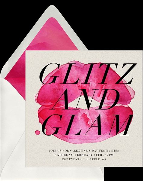 Glitz And Glam Invitations, Glam Party Invitations, Glam Invitation, Exhibition Display Design, Glam Party, Glitter Party, Exhibition Display, Pink Valentines, Online Invitations