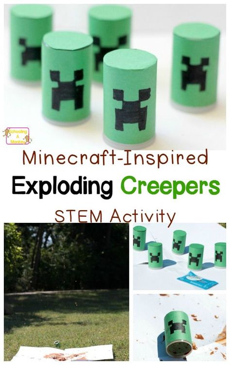 Combine Minecraft with real-world science when you make Creeper-inspired alka seltzer rockets! Your kids will love making their own explosive Creepers. Minecraft Camp, Summer Stem Activities, Minecraft Activities, Summer Science Experiments, Minecraft Birthday Party Ideas, Alka Seltzer, Summer Science, Minecraft Birthday Party, Experiments For Kids