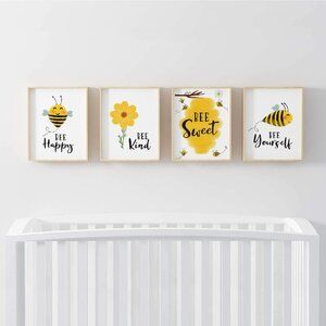 Modern Minimalist Nursery, Bumble Bee Nursery, Honey Bee Nursery, Creative Nursery, Baby Room Decor Ideas, Honey Bee Theme, Sunflower Nursery, Bee Nursery, Bee Yourself