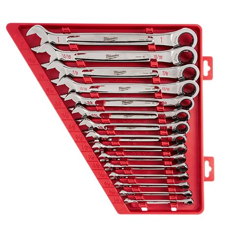 15pc SAE Ratchet Combination Mechanic Wrench Set | Milwaukee Tool Mechanics Hands, Mechanics Tool Set, I Beam, Milwaukee Tools, Mechanic Tools, Wrench Tool, Electric Tools, Nuts And Bolts, Wrench Set