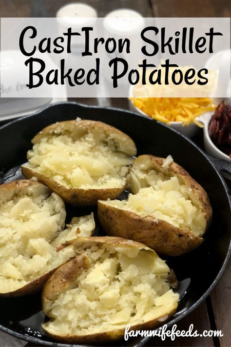 Baked Potatoes In Cast Iron Skillet, Cast Iron Baked Potatoes, Dutch Oven Baked Potatoes, Pan Baked Potatoes, Potatoes In Cast Iron Skillet, Cast Iron Potatoes, Cast Iron Skillet Potatoes, Cast Iron Dutch Oven Recipes, Roasted Potatoes And Onions