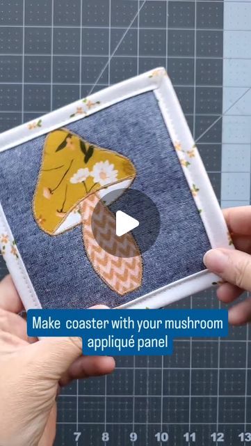 Muriel Corbierre on Instagram: "So you've made a mushroom appliqué (YouTube tutorial), and you like it? Why not make a coaster with it?
My panel size is 5.5". I applied fusible fleece to both backs. The binding is 2.5" wide, and its length is the perimeter of your panel plus 6". Seam allowance 1/4". Save for later and share with a friend!" Mushroom Applique, Fusible Fleece, Seam Allowance, Youtube Tutorials, Binding, Coasters, Stuffed Mushrooms, Quilting, How To Apply