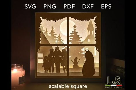 3D SVG Cut Files Diy Christmas Shadow Box, Christmas Shadow Box Svg, Shadow Box Svg Files, Svg Shadow Box, Shadow Box Template, Cat Shadow, Box File, Christmas Shadow Boxes, Box Shadow