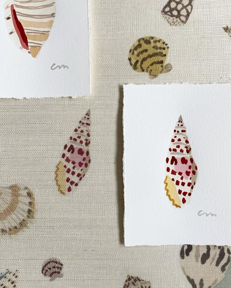 Caitlyn Mcgauley, Watercolor Cairns, Seashell Block Print, Watercolour Shells Seashells, Caitlin Mcgauley Watercolors, Art Matters, Water Painting, Mark Making, Floral Illustrations