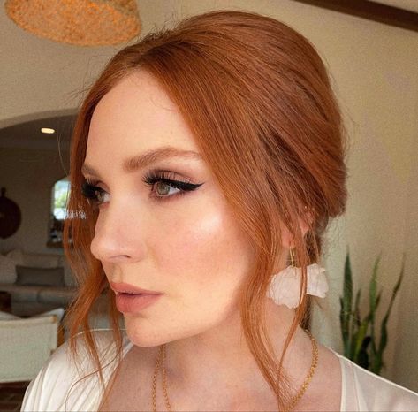 Bridesmaid Make Up Redhead, Redhead Formal Makeup, Boho Wedding Makeup Redhead, Simple Wedding Makeup Natural Looks Red Hair, Fall Bridesmaids Makeup, Wedding Make Up Redhead, Bridal Makeup Fair Skin Red Hair, Bridal Makeup Blue Eyes Red Hair, Bridal Makeup Pale Skin Red Hair