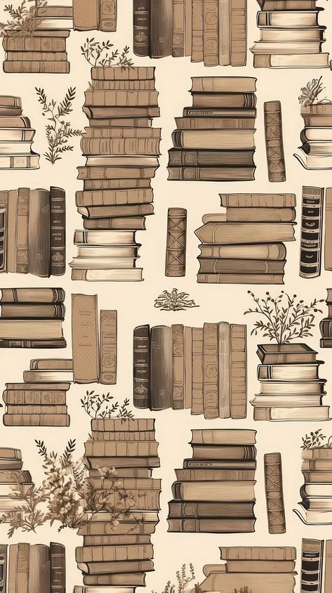 Book Pattern Design, Brown Book Wallpaper, Brown Designer Aesthetic, Aesthetic Stickers Printable Vintage Brown, Books Background Aesthetic, Book Laptop Wallpaper, Vintage Stickers Printables Brown, Vintage Book Stickers, Book Pattern Wallpaper