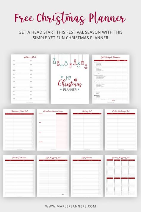 Christmas Card List Printable Free, Christmas Planner Printables Free, Free Printable Christmas Planner, Holiday Planner Printables, Christmas Planner Free, Christmas Planner Printables, Printable Christmas Planner, Christmas Gift Planner, Christmas To Do List