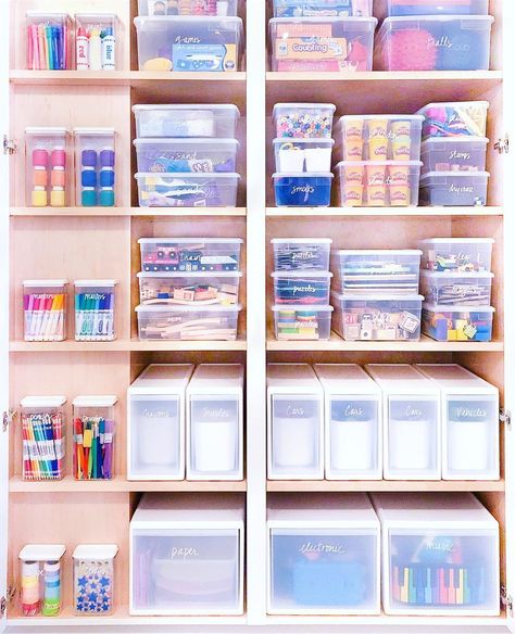 The Home Edit Storage Room, Coloring Organization Kids, Orginazation Art Supplies, The Home Edit Playroom, The Home Edit Organization, Home Edit Toy Organization, Home Edit Organization, Get Organized With The Home Edit, Storage Closets