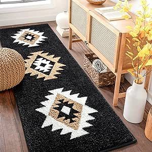 Boho Bathroom Rugs Black Aztec Bath Mat Non Slip Long Bathroom Rug Runner Luxury Soft Absorbent Carpet for Bathroom Shower Kitchen Entryway Modern Western 20x47 Aztec Bathroom, Long Bathroom Rug, Boho Bathroom Rugs, Bathroom Rug Runner, Long Bathroom Rugs, Living Room Doorway, Long Bath Mat, Boho Bathroom Rug, Long Bathroom