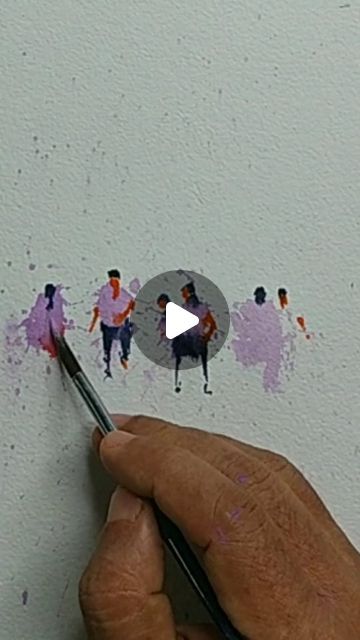 Watercolor Art Figures, Watercolor Painting Techniques Videos, Watercolor Techniques Tutorial Videos, Figure Composition Watercolor, Watercolor People Simple, Watercolor Art Lessons Tutorials, Figure Painting Tutorial, Tiny Watercolor Paintings, Abstract Watercolor Paintings Tutorials