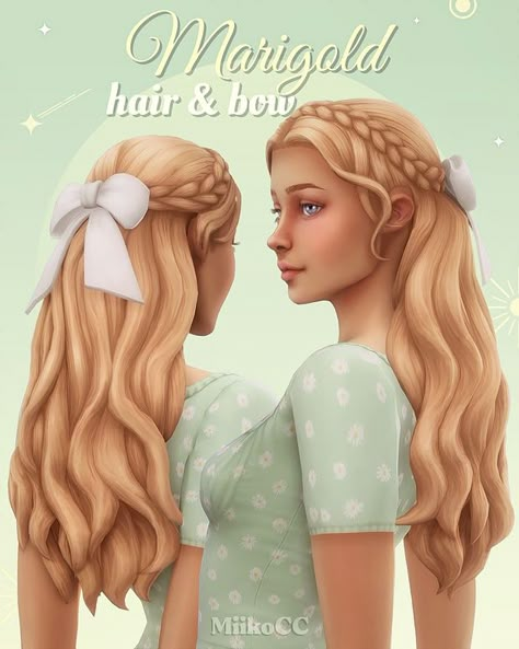 Sims 4 Cc Fairy Hair Patreon, Marigold Hair, Los Sims 4 Mods, Feminine Hair, Cc Hair, Sims 4 Challenges, Sims 4 Cc Maxis, Sims Packs, Cc Packs