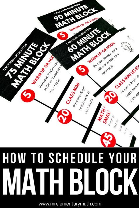 Find ideas on how to schedule your daily math block to include key components for success. Reach all students in your classroom with no matter how much time is in your schedule. #guidedmath #mathschedule #mathblock #dailymathschedule #mathblockschedule 4th Grade Math Activities, 3rd Grade Math Activities, Math Minutes, Math Rotations, Math Coach, Eureka Math, Math Blocks, Upper Elementary Math, Classroom Routines