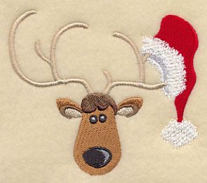 Machine Embroidery Designs at Embroidery Library! - Christmas Deer Embroidery, Santa Embroidery Design, Reindeer Embroidery Design, Machine Embroidery Woodland Animals, Candy Cane Reindeer, Reindeer Antlers, Waffle Weave Towels, Animal Embroidery Designs, Custom Towel