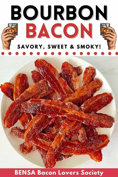 Whiskey Candied Bacon, Bourbon Candied Bacon, Cooked Bacon Recipes, Flavored Bacon Recipes, Baked Bacon In The Oven, Sugared Bacon, Billionaire Bacon, Unique Bacon Recipes, Bacon Meals