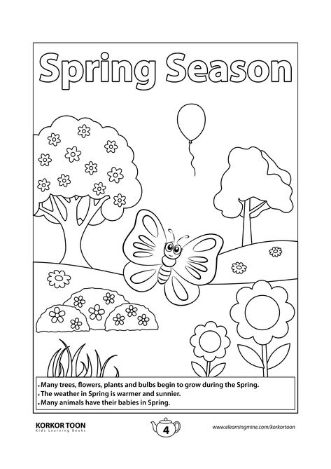 Free Printable High Quality Coloring Pages, Books and Worksheets for kids | Download Free PDF for Seasons Coloring Book for Kids | KORKOR TOON Spring Day Activities For Kids, Season Coloring Pages, Spring Worksheets For Kids, Seasons Of The Year Printables, Seasons Worksheets For Kindergarten, Seasons Kindergarten Printables, Seasons Worksheets For Kids, Spring Worksheets, Spring Season Drawing For Kids