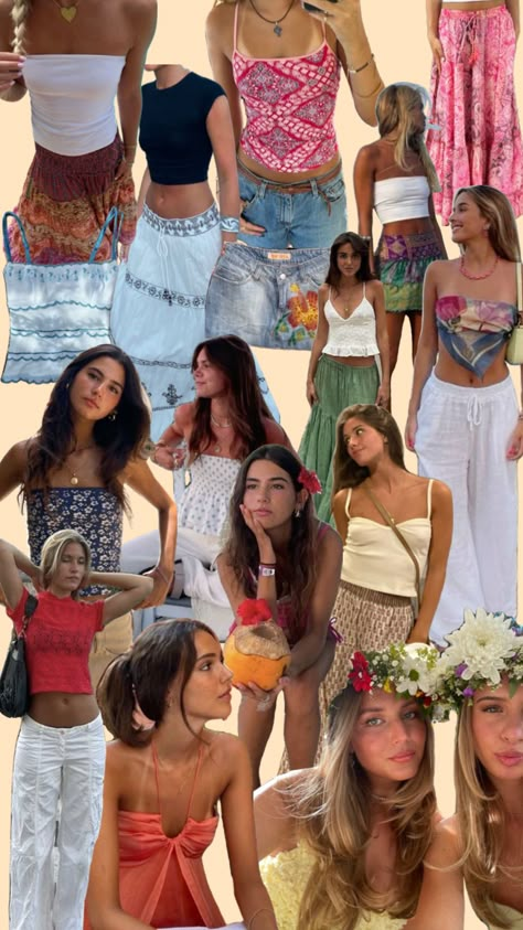 summer outfit inspo 🍉 Thailand Beach Outfit, Brazil Summer Outfits, Rage Outfits, Carribean Vacation Outfits, Outfit Inspo Collage, Brazil Clothing, Europe Summer Travel, Coast Outfit, Spain Outfit