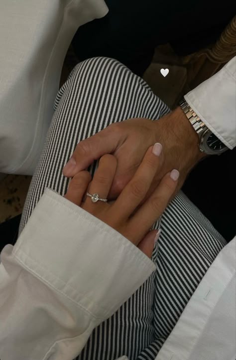 Fancy Dinner Aesthetic, Engagement Ring On Hand, Dinner Aesthetic, Couple Holding Hands, Engagement Ring Photos, Cute Engagement Rings, The Love Club, My Kind Of Love, Engagement Announcement