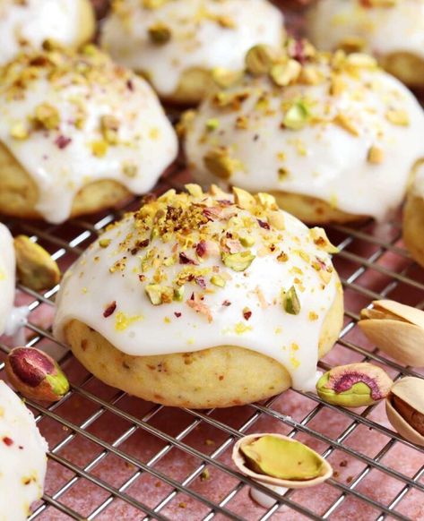 Italian Lemon Pistachio Cookies - Scientifically Sweet Lemon Pistachio Cookies, Best Italian Cookie Recipe, Scientifically Sweet, Lemon Pistachio, Roasted Pistachios, Italian Cookie, Italian Cookie Recipes, Pistachio Cookies, Lemon Glaze