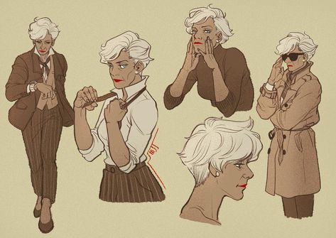 Once I saw an old lady in the city, she dressed up smartly with her suit. She attracts my eyes so much so I wanted to draw her someday and today is the day. #doodle #character #design #drawing Cartoon Inspiration, Rp Characters, Paper People, Chara Design, Concept Art Character, Body Drawing, Woman Drawing, Dog Illustration, Animal Sketches