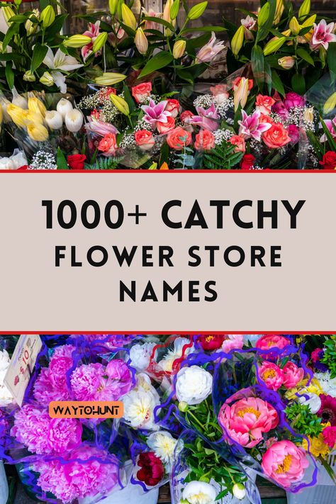 1000+ Catchy Flower Store Names Starting A Flower Shop Business, Flower Store Name Ideas, Floral Shops Interior, Flower Farm Name Ideas, Floral Business Names, Flower Farm Names, Floral Shop Interior Design, Flower Business Names, Flower Shop Names Ideas