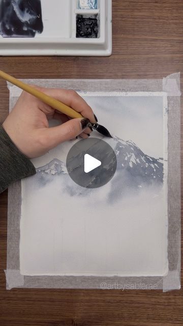 Winter Landscape Watercolor Painting, Watercolor Paintings Landscape Beautiful, Watercolor Art Paintings Landscape, Snow Scenes Winter Landscape, Watercolor Snow Scenes, Watercolor Winter Scenes, Watercolor Mountains Tutorial, Winter Watercolor Paintings, Scene Tutorial