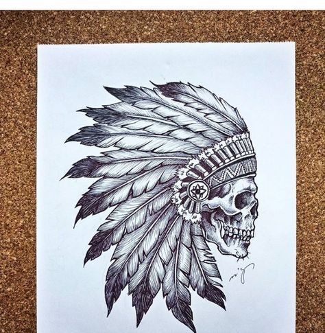 Indian tattoo Indian Arm Tattoo, Back Indian Tattoo, Indian Head Skull Tattoo, American Traditional Indian Chief Tattoo, Thigh Indian Tattoos Women, Native Skull Tattoo Design, American Indian Skull Tattoo, Tattoo Ideas For Men Native American, Native American Tattoos Wolf