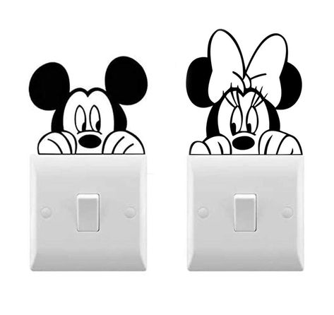 PRICES MAY VARY. Mickey and Minnie Stickers - Cool Room Switch Light Decals Inside the Package - 2 Pack Removeable Mickey and Minnie Stickers Will not Damage your walls or Leave any Residue You Can Use These Stickers - In your Car, Laptop, Phone, Room Drawers and more If You Are Not 100% Satisficed With this Product, We'll Make it up to You and will be Happy to Get it Back, and Send You a Full Refund Mickey Mouse Bedroom Toddler, Disney Curtains, Cool Decals, Disney Kids Rooms, Minnie Mouse Wall Decals, Mickey Mouse Wall Art, Mickey Bathroom, Mickey Mouse Room, Disney House Ideas