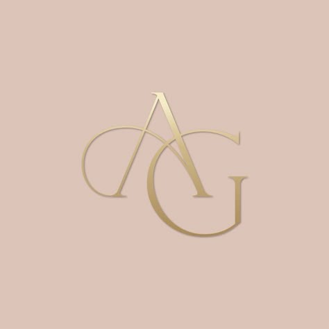 Elegant Font Logo Design, Gold Logo Design Ideas, Cute Brand Logo, Luxury Logo Design Gold, Ag Logo Design, Wedding Logo Design Luxury, Ag Monogram, Monogram Logo Typography, Glamour Logo