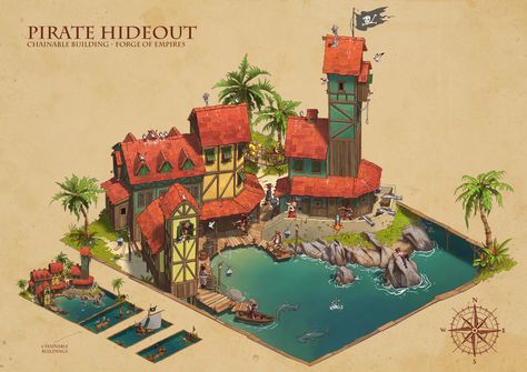 Aztec Buildings, Pirate Hideout, Cloud Runner, Aztec Architecture, Aztec City, Forge Of Empires, Golden Age Of Piracy, Minecraft Banner Designs, Planet Coaster