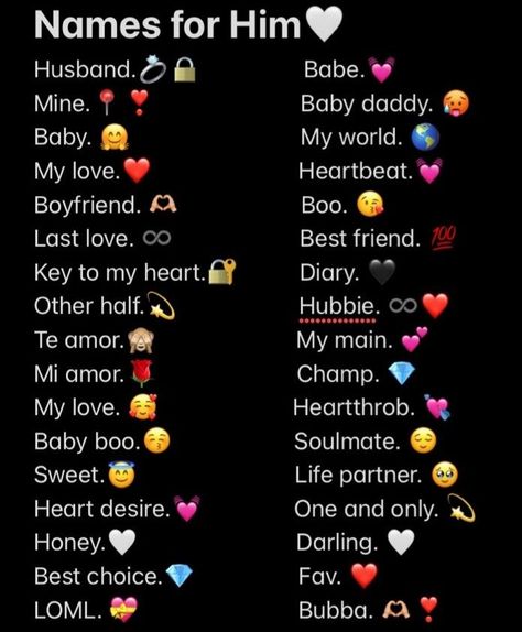 Aesthetic Names For Love, Cute Messages For Your Crush, Boyfriend Nike Name, Nickname Ideas For Girlfriend, Contact Names Crush, What To Call Your Bf Nicknames, Relationship Nicknames For Him, Crush Nickname Ideas, Cute Names To Call Your Boyfriend Phone