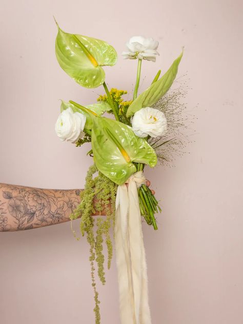 Fall Wedding Flower Trends: Amaranthus Faux Wedding Flowers Bridal Bouquets, Amaranth Wedding Decoration, Green Amaranthus Arrangement, Amaranthus Wedding Bouquet, Bouquet With Amaranthus, Amaranthus Wedding, Lime Green Wedding Theme, Amaranthus Bouquet, Wedding Colour Pallet