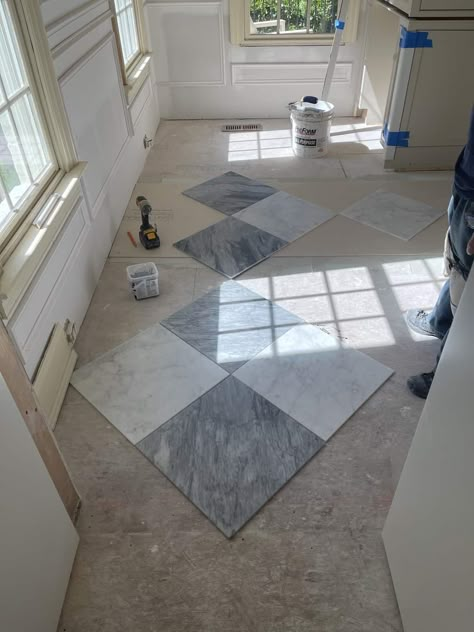 Porcelain Checkered Floor, Classic Tile Kitchen Floor, Butlers Pantry Tile Floor, Checkered Floor Half Bath, Home Office Tile Floor, Checkered Pantry Floor, Large Checkerboard Floor, Dining Room Tile Floor, Marble Checkerboard Floor Kitchen