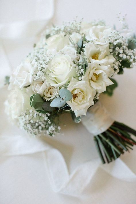 36 Baby's Breath Wedding Ideas For Rustic Weddings ❤ babys breath wedding ideas small bouquet with white roses and baby breath jordan_denike #weddingforward #wedding #bride #weddingbouquet #babysbreathweddingideas Simple Wedding Bouquets, Bridal Bouquet Blue, White Rose Bouquet, Eucalyptus Bouquet, White Roses Wedding, Bridal Bouquet Flowers, White Bridal Bouquet, Baby Breath, White Wedding Bouquets