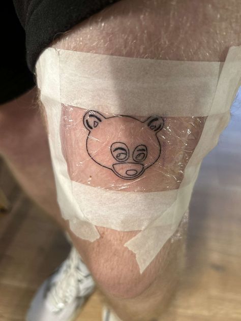 college droupout bear tat Kanye Bear Tattoo, College Dropout Kanye, College Dropout Bear, Kanye Tattoo, Kanye Bear, West Tattoo, College Dropout, Bear Tattoo, Kanye West