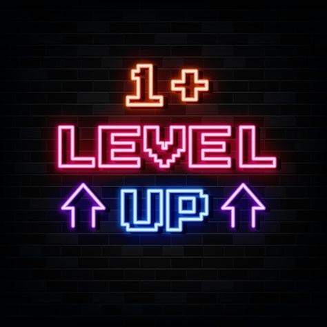 Level Up Illustration, Retro Gaming Logo, Game Over Aesthetic, Level Up Aesthetic, Neon Living Room, Gamer Banner, Glow In The Dark Room, Banner Gamer, Retro Neon Signs