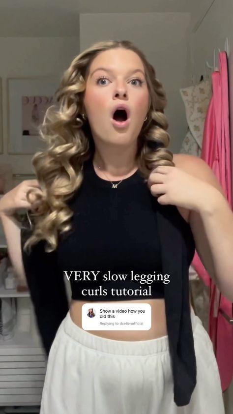 how to wrap your hair for legging curls to get these results 💘 #leggingcurls #hestlesscurls #hairtok #hairtutorial #beautyhacks | Instagram How To Curl Your Hair With Leggings Tutorial, How To Get Small Curls Overnight, Leggings Hair Wrap, Legging Heartless Curls, How To Do Heartless Legging Curls, How To Curl Your Bangs Without Heat, Rope Curls Hair, No Heat Curls With Socks, Easy Over Night Curls