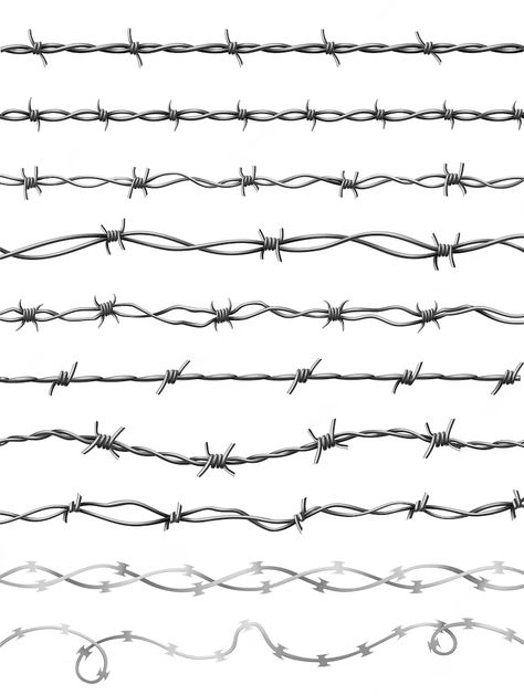 Barbed Wire Silhouette, Barbed Wire Clipart, Barbed Wire Sketch, Barb Wire Sketch, Barbed Wire Painting, Wireframe Tattoo, Barbed Wire Illustration, How To Draw Barbed Wire, Barb Wire Drawing