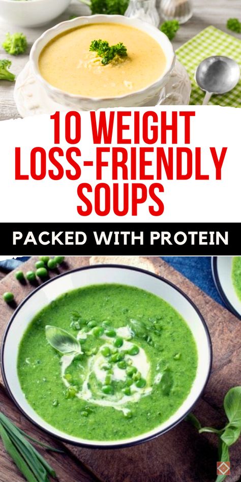 Craving comfort food that supports weight loss? These 10 high-protein soups are ideal for feeling full and satisfied! Each soup features protein-rich ingredients like beans, lentils, and lean meats, keeping calories low but nutrition high. Save this pin to discover hearty, cozy soups that help with weight management while tasting incredible. Soup High Protein Low Carb, Protein Filled Soup, Creamy Protein Soup, Healthy Protein Rich Soups, High Protein High Fiber Soup, High Protein Creamy Soup, Soups For Fasting, High Protein Healthy Soup, Easy High Protein Soup